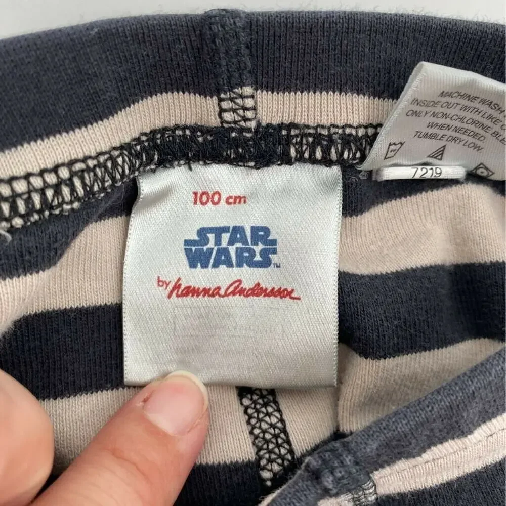 Star Wars Hanna Andersson Boys Pajama Pants Beige Black Striped Cotton 4 100 cm